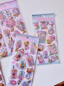 Pegatinas 3D estilo japonés con relieve - Chica dulce, decoración de pegatinas hechas a mano para estuche de teléfono, computadora - Multicolor - Ver 12