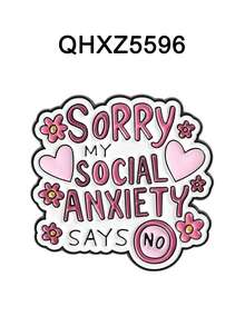 1件/套 “抱歉，我的社交焦虑症说不行”珐琅徽章 哭泣的小鸭 社交聚会幸存者胸针 翻领徽章 珠宝 礼物 送给朋友 - 彩色 - 查看 13