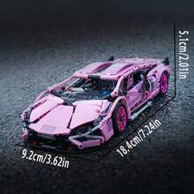 1469pcs Pink Racing Car Building Blocks Model, Birthday, Christmas, Halloween, Thanksgiving, New Year Gift, Party Favor