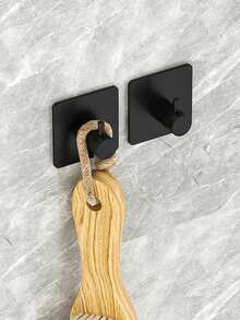 1/4pcs Square Adhesive Hooks, Wall-Mounted No Drill Towel Hooks, Hanger Hooks, Shower Clothes Rack, Home & Apartment Essential, Bathroom Kitchen Organizer And Storage - Please Choose - View 3