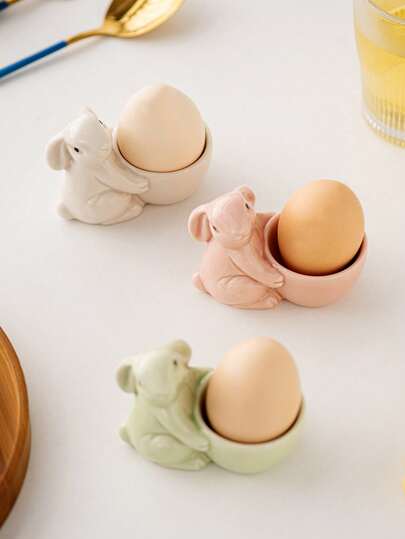 1pc Rabbit Shaped Egg Holder - Cute Design, Easter Decor, Elegant Home Accessory, Ceramic Craft, Suitable For Dining Room, Home Decor, Holiday Decoration And Gift