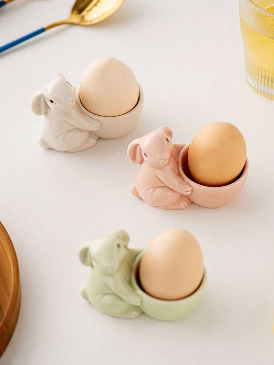 1pc Rabbit Shaped Egg Holder - Cute Design, Easter Decor, Elegant Home Accessory, Ceramic Craft, Suitable For Dining Room, Home Decor, Holiday Decoration And Gift - Multicolor - View 1