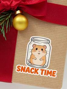 1pc Snack Time Hamster Sticker - Fun Sticker That Can Be Applied To Notebooks, Water Bottles, And Other Items! A Perfect Gift For Animal Lovers, Hamster Fans, And Snack Enthusiasts. Scrapbook Supplies Scrapbook Stationery Stickers - Multicolor - View 11
