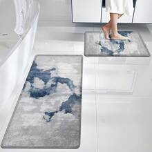 2/3/4PCS Thickened Flannel Printed Rugs Bathroom Set, Watercolor Sky -Style Home Deccor Bath Mat, Is Soft And Comfortable, Easy To Clean, And Suitable For Bathroom Deccor, Bathroom Accesssories, Living Room, Bedroom, Laundry Room And Kitchen Decoration - 彩色 - 查看 14