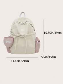 Fashionable Contrast Color Casual Large Capacity College Style Backpack For Women - Beige - View 5