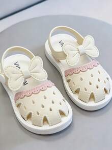 儿童珍珠爱心凉鞋，女童韩版时尚软底凉鞋 - 白色 - 查看 5