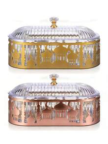 Hộp đựng kẹo và đồ ăn vặt lễ Eid, hộp thiếc đựng kẹo và đồ ăn vặt Eid, hộp kẹo bằng nhựa + kim loại, thích hợp cho tiệc cưới, trang trí nhà cửa. - Nhiều màu - Xem 3