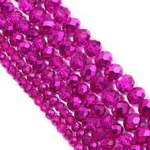 1颗半镀紫红色刻面圆形水晶珠，尺寸4/6/8毫米，时尚闪亮电镀彩色基础款手工DIY珠子，适用于手链、项链、耳环、珠宝制作、手机挂饰、钥匙扣、装饰配件 - 半電鍍玫紅色 - 查看 5