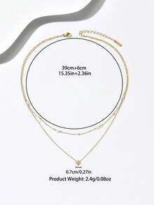 1pc Fashionable Double-Layer Hexagram Rhinestone & Pearl Stainless Steel Necklace, 18K Gold Plated Versatile Elegant Choker, Suitable Gift For Women, Valentine's Day, Mother's Day - Silver - View 6