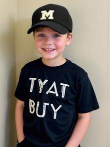 Mũ lưỡi trai trẻ em in 26 chữ cái, mũ chống nắng cho bé trai và bé gái, thích hợp sử dụng hàng ngày ngoài trời, có khả năng chống tia UV. - màu đen - Xem 8