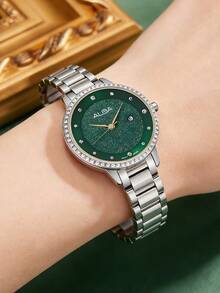 Seiko Women's Quartz Stone Watch Diamond Casual Simple Summer Watch Crystal Glass Dial 50 Meters Waterproof Fashion - Green - View 9