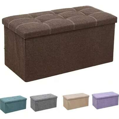Taburete Baúl de Almacenamiento Plegable Grande de Terciopelo en Diferentes Colores, Baúl Organizador de Juguetes, Ropa o Mantas para Dormitorio, Sala de Estar o Pie de Cama.,Ottoman Asiento Banca Baul Taburete Otomano Plegable Puff