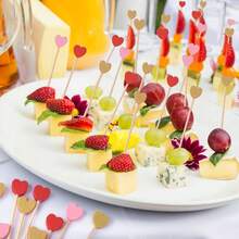 200pcs/Pack Natural Bamboo Skewers, Premium Tableware Decor, Dessert Garnish, 4.7 Inch Wooden Fruit Picks, Suitable For Party, Birthday, Wedding, Club, Fruit, Cupcake, Burger, Barbecue - Multicolor - View 4