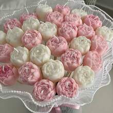 1pc Bud Rose Scented Candle Silicone Mold, 3D Peony Rose Scented Candle Plaster Home Decor Silicone Mold - White - View 1