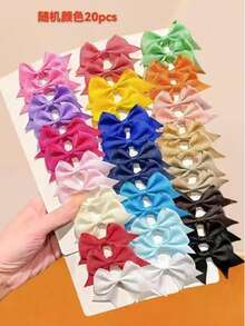 20pcs/Set Colorful Bowknot Hair Clips, Minimalist Yet Playful, Suitable For Ponytail Or Braid Hairstyles, Random Colors, Clip On Easily To Add A Sweet Touch, Fits Various Outfits And Occasions - For Girls And Women, Daily Essential, All Seasons, Claw Clips, Hair Barrettes, Hair Accessories For Women, Head Accessories - Multicolor - View 4