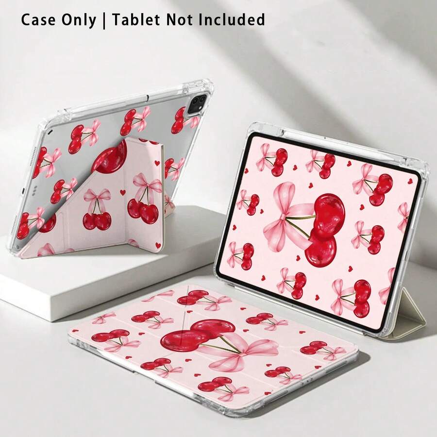 1pc 720 Degree Rotating Bracket Tablet Protective Case, Painted Effect Acrylic Crystal Cover Compatible With Honor, Redmi, OPPO, VIVO, Apple - Multicolor - View 1