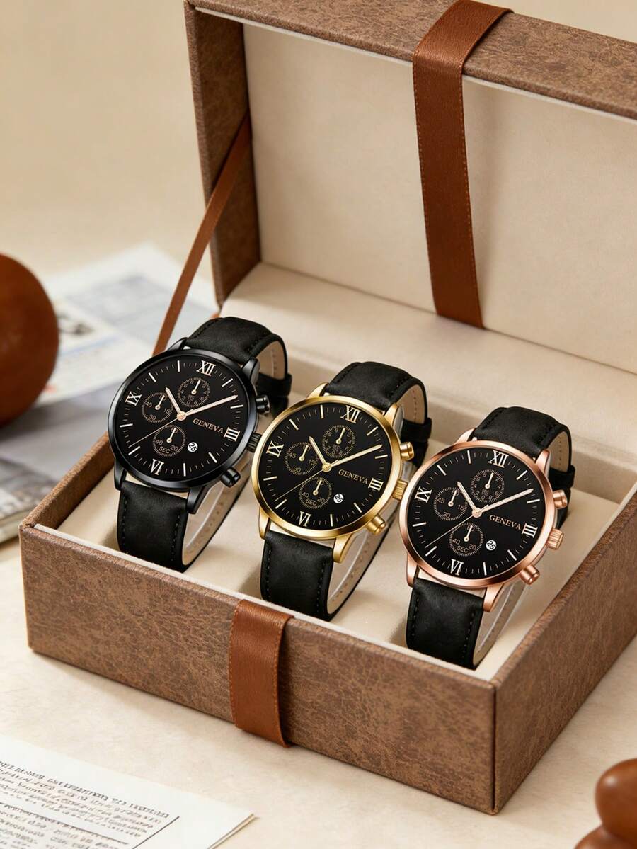 1pc Elegant Niche Business Casual Quartz Watch, Versatile Daily Wear For Men, Suitable For Daily Use, Gifts, Year-End Promotion, Singles' Day, Birthday (No Box) - Black - View 1