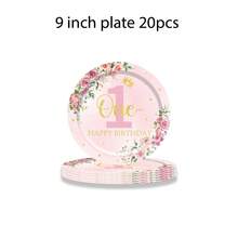 Bộ đồ ăn chủ đề màu hồng dễ thương 80 món, đĩa tiệc 7/9 inch, khăn ăn, cốc, quà tặng tiệc sinh nhật, đồ trang trí, phù hợp làm đồ dùng tiệc sinh nhật, đĩa tráng miệng, cốc đựng đồ uống - Nhiều màu - Xem 10