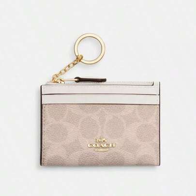 Billeteras con estampado del logo Coach para mujeres, monederos con tarjetero y llavero incorporado, monedero compacto y corto