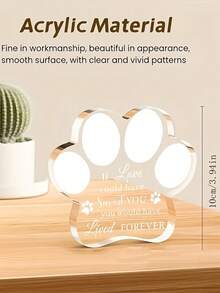 宠物个性化定制亚克力礼品、纪念装饰品、纪念爱犬爱猫的礼物、可爱的亚克力爪印造型饰品、幼犬纪念品、慰问礼品、纪念逝去宠物的礼品 - 彩色 - 查看 3