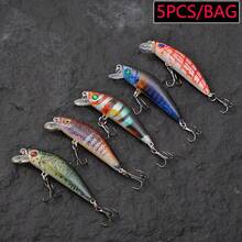 5pcs Mini Floating Jerkbait Minnow Hard Bait Artificial Wobbler For Bass Pike Trolling Crankbait Fishing Lures Tackle Swimbait - Multicolor - View 2