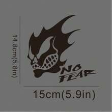 No Fear Skull & Flame Car Sticker | Stick Your Boldness On Your Car! Instantly Boost Attention! Waterproof, UV-Resistant, Personalized Car Decal - A - View 7