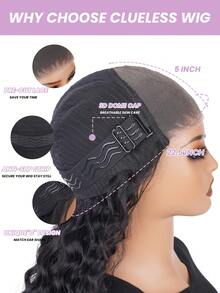 无胶假发，真人发，预先拔毛，预先剪裁，6x5高清蕾丝闭合，即戴即走，深波浪卷曲蕾丝前假发，适合，湿润波浪自然发际线（22英寸） - Natural Black - 查看 5