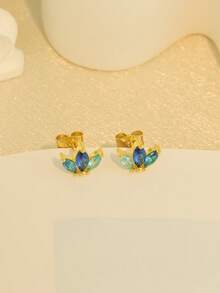 Eye-Catching Chic & 1-Pair Copper Earrings (Dangle/Hoop/Stud Styles) With Custom Birthstone – Perfect Personalized Gift For Girlfriend, Bestie And Mom On Valentine's Day, Birthday, Mother's Day And Christmas, Suitable For Daily Casual Wear, Romantic Dating And Lively Party Occasions - Multicolor - View 5