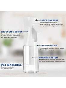 2025 Upgraded Continuous Spray Bottle (2-Pack) - Ultra Fine Mist Water Sprayer For Hair Styling, Plants & Household Cleaning, Refillable Handheld Mister For Salon, Home & Travel Use - 1 gói - Xem 4