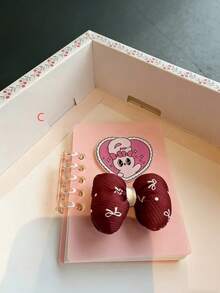 1本可爱兔子蝴蝶结可拆卸螺旋笔记本，迷你便携便签本