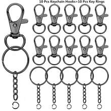20/40/60/100pcs Rotating Spring Hooks With Keychain And Chain Key Rings, Suitable For Lanyards, Jewelry Making, Valentine's Day Gifts, DIY Crafts (10/20/30/50pcs Spring Hooks + 10/20/30/50pcs Key Rings With Rings And Chains) - Small Keychain Halo Chain - View 17
