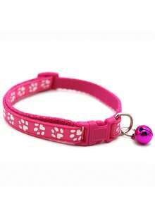 Adjustable Rainbow Cute Bell Collar With Paw Print Pattern, Suitable For Cats - Multicolor - View 21