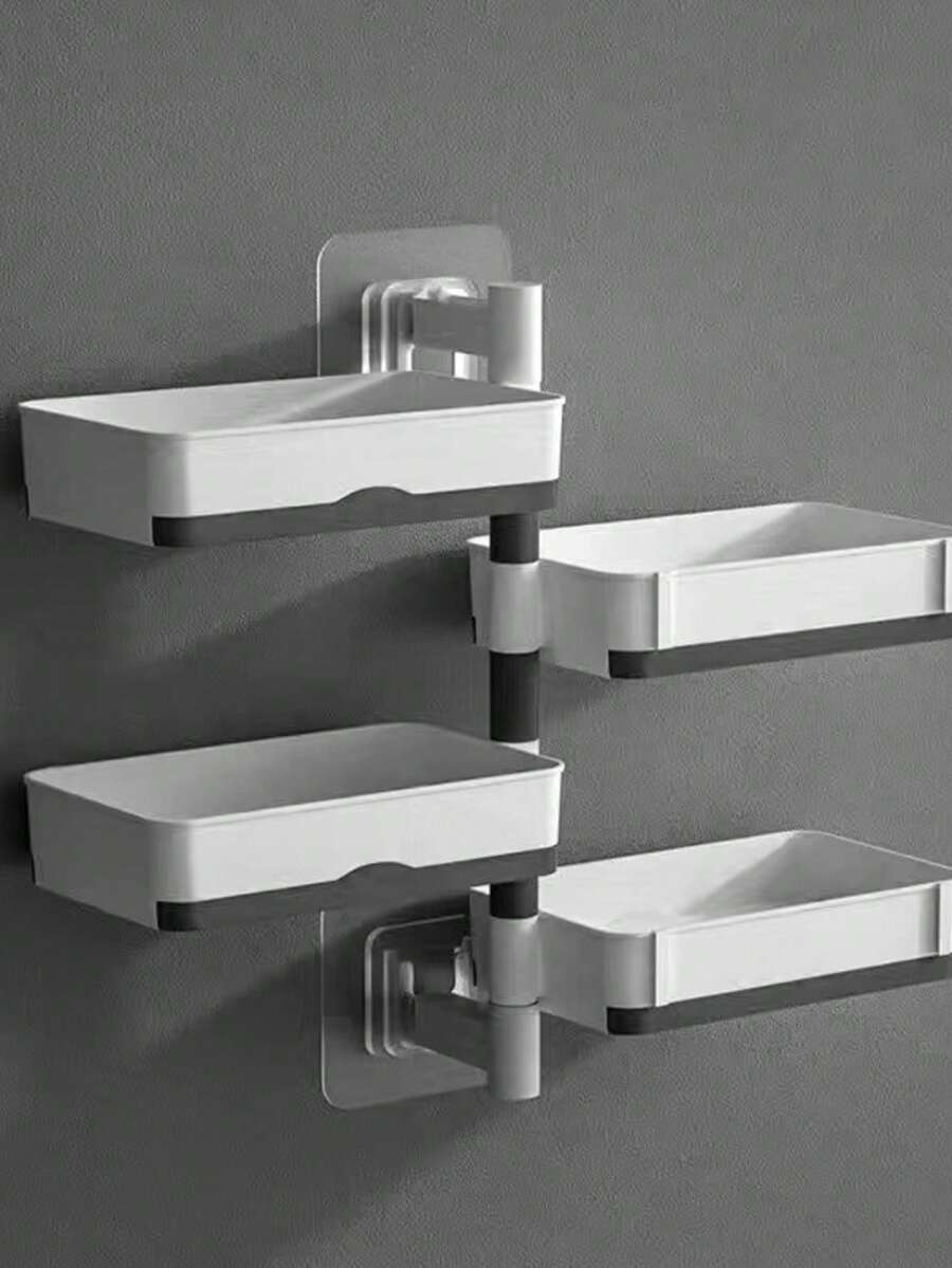 180° Rotating Wall-Mounted Soap Dish - Suction Cup Adhesive, No Drilling Required, Convenient Soap Holder For Bathroom Vanity, Restroom, Rental Shower - Multicolor - View 1