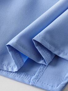 2件套女婴休闲简约3D蓝色花朵上衣和百褶裙套装，夏季 - 淺藍色 - 查看 10