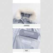 Abrigo de Plumas con Capirote y Cuello de Pelo para Hombre - Chaquetón Acolchado Grueso de Invierno, Impermeable y Calient - Orquídea luz de luna - Ver 3