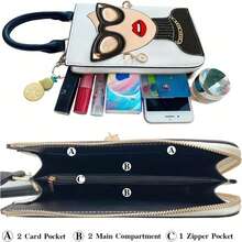 Women's Novelty Unique Face Top Handle Handbag Women's Fashionable Handbag Hobo Crossbody Bag Shoulder Bag - 黑色 - 查看 4