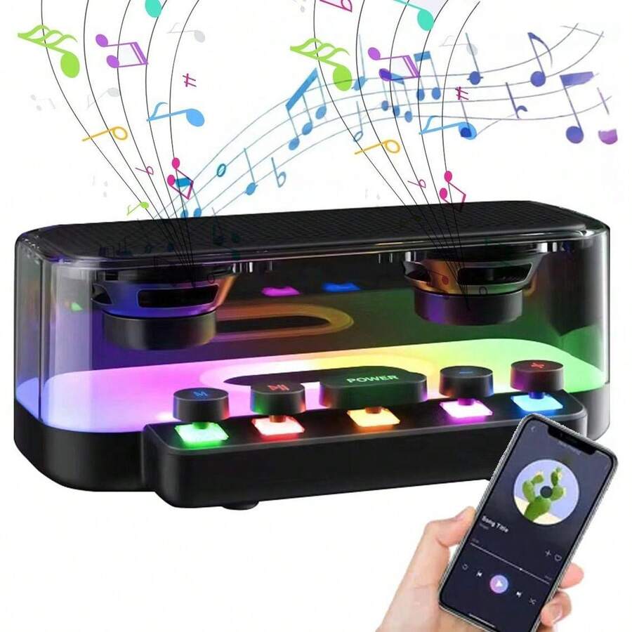 Bocina Inalambrica Portatil Altavoz Bluetooth Con luces Led - Negro - Ver 1