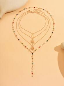 4pcs/Set Vintage Versatile Multi-Layer Gold Chain Necklace, Fashion Choker Necklace Suitable For Daily Wear And Parties, Music Festivals, Gatherings. The Handmade Chain Length And Color Arrangement Are Random.