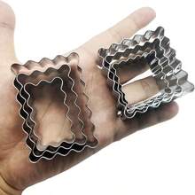 Bộ 3/6 khuôn cắt bánh quy vuông lượn sóng bằng thép không gỉ, khuôn cắt bánh quy vuông/chữ nhật có rãnh, dụng cụ tạo hình fondant DIY, thích hợp cho nhiều bữa tiệc ngày lễ. - Bạc - Xem 6