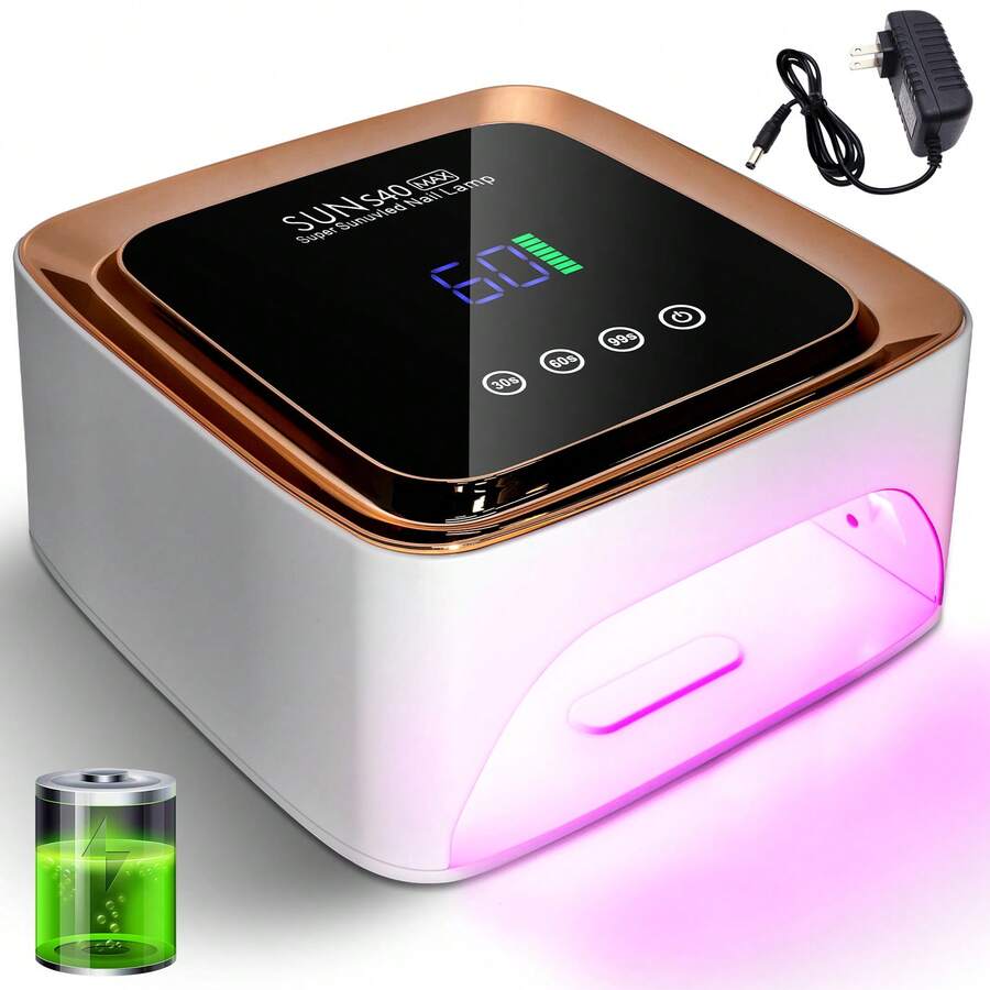 Đèn LED UV làm móng, máy sấy móng, đèn làm gel móng, đèn làm móng sạc điện có hẹn giờ, đèn UV làm gel móng tay, cảm biến tự động, đèn làm khô móng chuyên nghiệp cầm tay - Màu trắng, quà Giáng sinh, quà Valentine