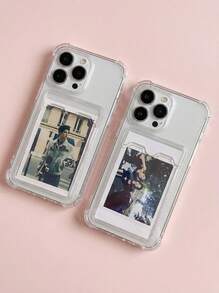 POKOJA LAND 1pc Transparent Card Slot Stand Phone Case Compatible With IPhone 15 14 13 12 11 Pro Max 14Plus, Transparent Wallet Silicone Shock-Proof Back Cover Waterproof Anti-Fall Scratch Resistant - Clear - View 2