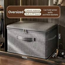 1pc Zippered Storage Box, 42L Foldable Linen Fabric Organizer Bin, Breathable Material, Suitable For Wardrobe, Closet, Toys, Blankets, Washable (Extra Large 45 * 35 * 26cm) - Dark Grey - View 10