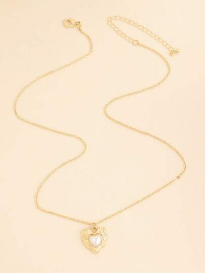 1pc Fashionable & Popular Vintage Heart-Shaped Necklace, Suitable For Holidays And Daily Wear