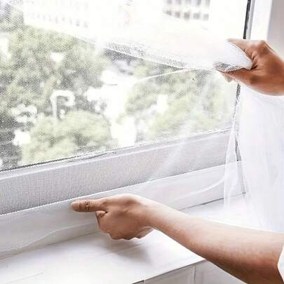 1 Set Easy Cut Self-Adhesive Fiberglass Mesh Window Screen, Durable Hardware Material, Insect Proof Mosquito Net, Allows Light Penetration, Pest Control Supplies, Indoor Window Mesh, Pet Safety Net, Summer Shading, Easy Installation Without Drilling, Customizable, Suitable For Window Accessories, Window Decor, Sun Protection, Outdoor Patio, Office, Room Decor, Bedroom, Living Room, Balcony, Dorm, Household, Practical Gift