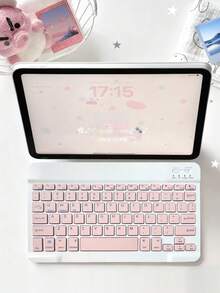 AKKHOO 10 英寸超薄无线键盘，可充电且静音，适用于平板电脑/笔记本电脑，兼容 iPad Mini 键盘，尺寸：9.84 英寸 * 5.90 英寸 * 0.24 英寸 - 粉色 - 查看 8