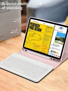 Keyboard Case Compatible With Ipad (A16) 11 Inch 11th Gen (2025), Also Fits IPad 10.2 Inch 9th/8th/7th Gen, Air 4/5/6, 10.9/11 Inch, Pro 11. Supports Auto Sleep/Wake, Detachable Wireless Bluetooth Keyboard, 150mAh Built-In Battery, Slim Stand Design, With Stylus Slot - Pink