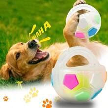 Dog Calming Ball With Handle For Dogs, New Interactive Football Shape Dog Toy, TPR Chewable Material, Squeaky, Water Play, Training & Outdoor Games - 黑-a - 查看 4