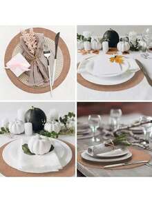 50pcs/30pcs/20pcs/12pcs/10pcs Round Linen Coarse Burlap Placemats, Heat Insulation Pads, Heat Resistant Table Mats, Suitable For Kitchen And Dining Room, Can Be Used As Wedding Tablecloth, Wedding Decor, Home Decor, Room Decor, Applicable For Wedding Party, Birthday Party, Family Gathering, Restaurant Decoration - Khaki - View 9
