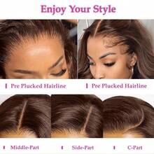 200% Density 5*5 13*4 Straight Lace Front Wigs #4 Chocolate Brown Color - Wear And Go Pre-Plucked Pre Bleached Brazilian Virgin No Skills Needed Lace Frontal Wigs Glueless With Realistic Hairline - Pre Cutting Pre Pulling Pre Ironing HD Transparent Real Hair Straight Middle Part Wigs Frontal Glueless Weaves Wigs For Women - Blended Frontal Human Hair Wigs Glueless Weaves Wigs For Women Daily Use Easy-To-Wear - Brown - View 8
