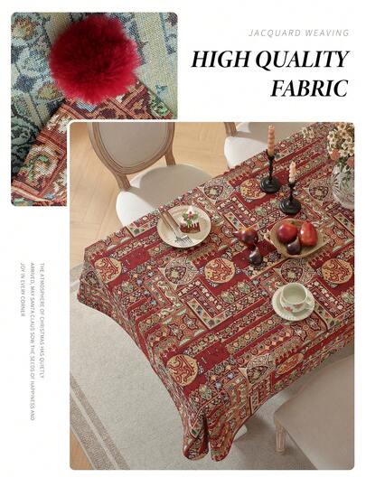 1 pieza Mantel de estilo bohemio de jacquard con borlas en las esquinas, adecuado para la sala de estar, el comedor, fiestas, decoración del hogar, decoración de habitaciones, decoración de mesas y regalos festivos, disponible en varios tamaños, adecuado para todas las estaciones